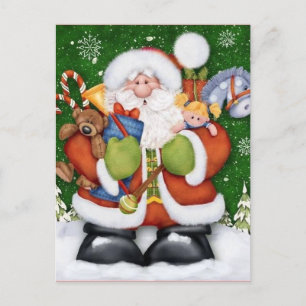 Söt jultomte med julleksaker helg vykort