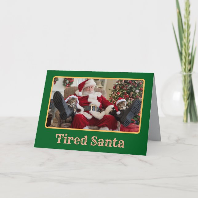 Söt jultomte och kattungar julkort kort (Framsida)