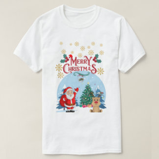 Söt jultomte och ren glad jul t-shirt