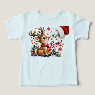 Söt jultomte och ren näsa Boop jul T Shirt