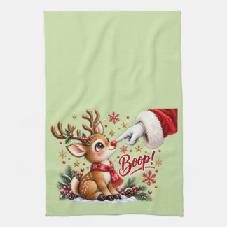 Söt jultomte och ren näsa tupplur jul kökshandduk