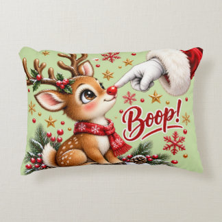 Söt jultomte och ren näsa tupps Christmas Prydnadskudde