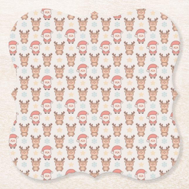 Söt jultomte och renmönster underlägg papper (Framsida)