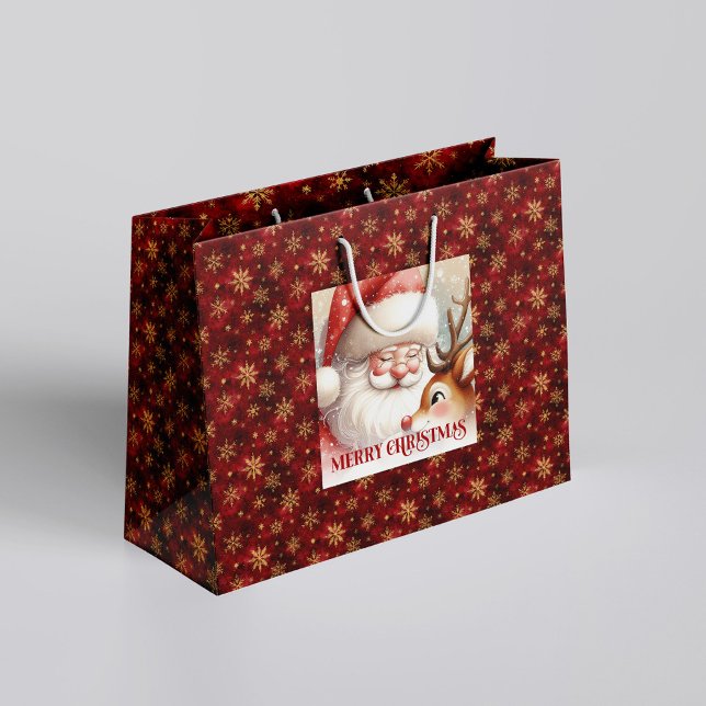Söt jultomte och Rudolf Kids julfirande  (Cute Santa and Rudolph Kids Christmas Holiday Gift Bag

)