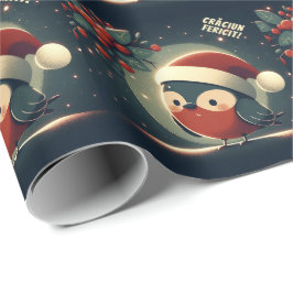 Söt jultomte rödhake rumänsk flagg presentpapper