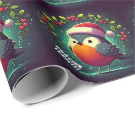 Söt jultomte rödhake rumänsk flagga presentpapper
