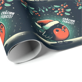 Söt jultomte rödhake rumänsk flagga presentpapper