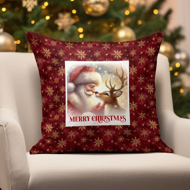 Söt jultomte Rudolf jul kastkudde   Kudde (Cute Santa Claus Rudolph Christmas Throw Pillow Decor

)