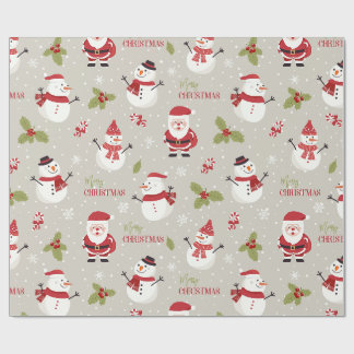 Söt jultomte & snömannen God Jul-mönster Presentpapper