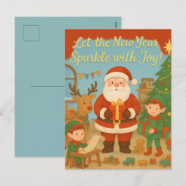 Söt jultomte & tomtenissar Nyår Holiday Card Helg Vykort