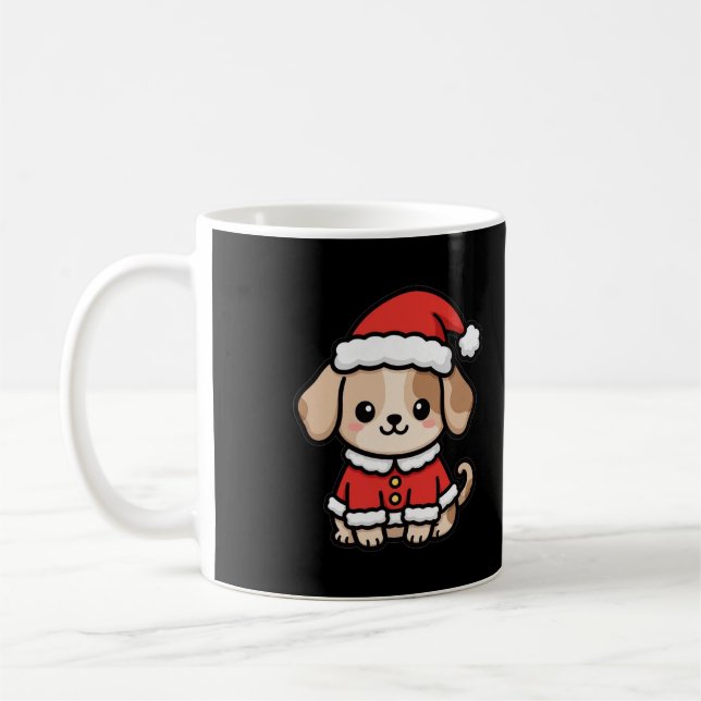 Söt jultomte valp julkaffekopp kaffemugg (Vänster)