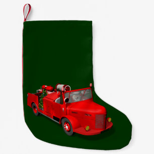 Söt Jultomten i brandmotor Liten Julstrumpa