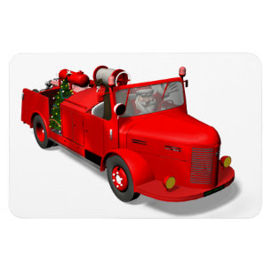 Söt Jultomten i brandmotor Magnet