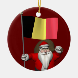 Söt Jultomten med belgiskt tecken Julgransprydnad Keramik