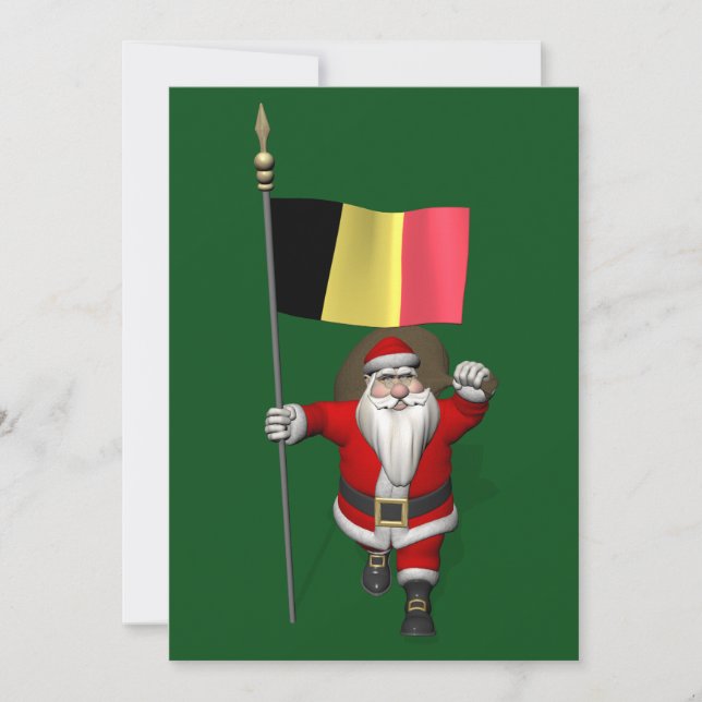 Söt Jultomten med belgiskt tecken Julkort (Framsida)