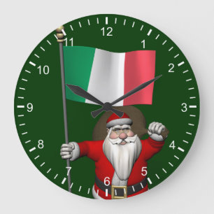 Söt Jultomten med Flagga av Italien Stor Klocka