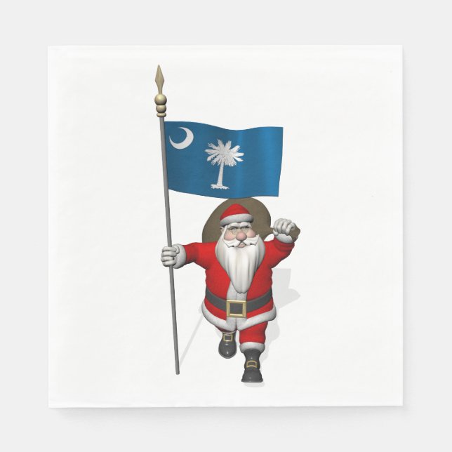 Söt Jultomten med Flagga av South Carolina Pappersservett (Framsidan)