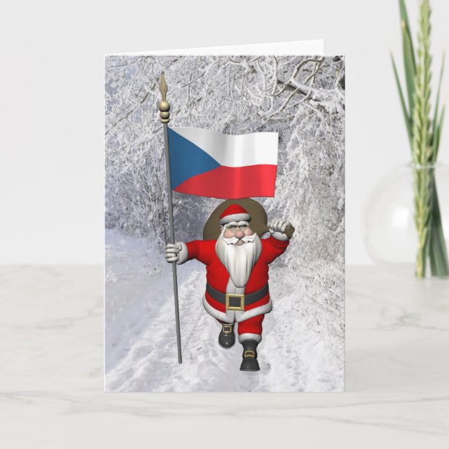 Söt Jultomten med Republiken Tjeckiens tecken Helgkort (Framsida)
