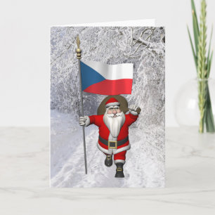 Söt Jultomten med Republiken Tjeckiens tecken Helgkort