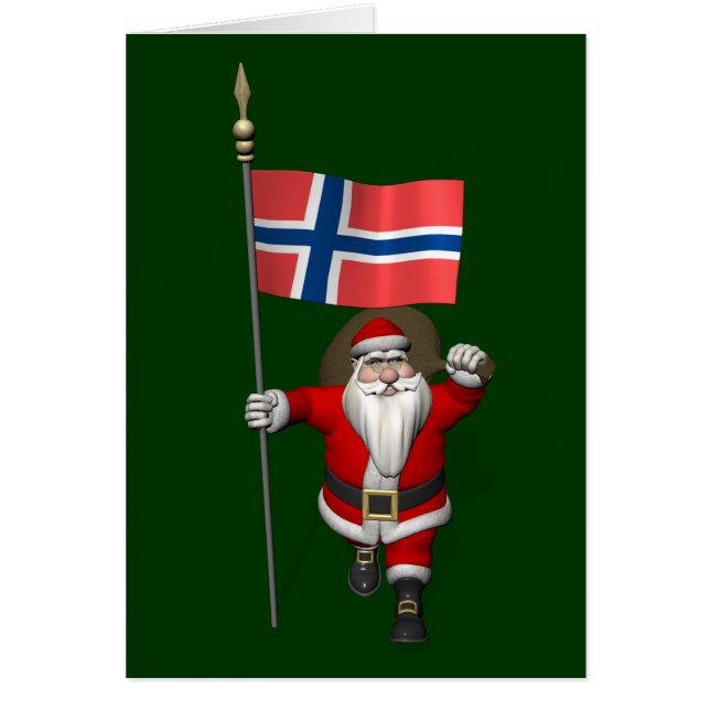 Söt Jultomten med tecken på Norge Hälsningskort (Framsidan)