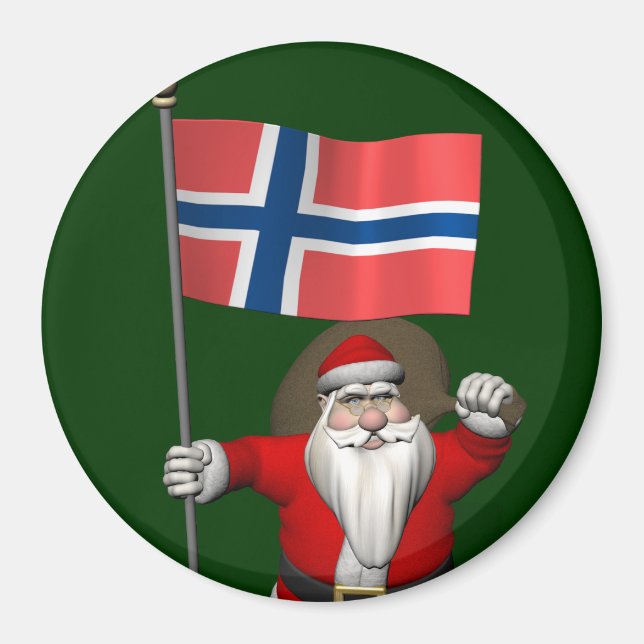 Söt Jultomten med tecken på Norge Magnet (Framsidan)