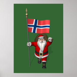Söt Jultomten med tecken på Norge Poster
