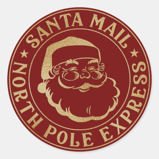 Söt jultomtesigill North Pole-godkänd etikett (Framsida)