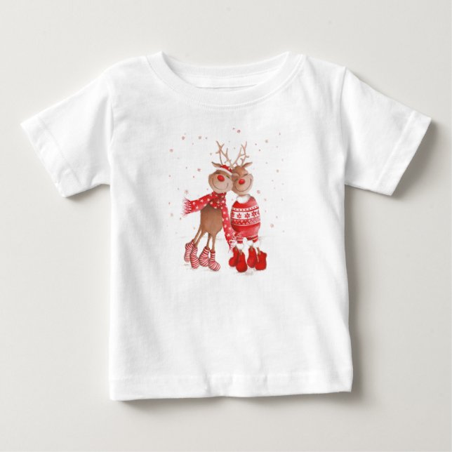 Söt jultröja med renar – mysig 3D T Shirt (Framsida)