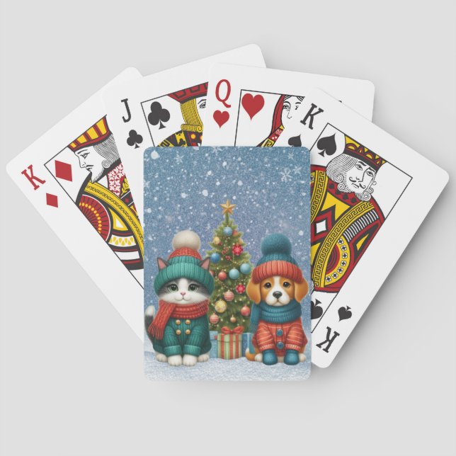 Söt julvalp & kattunge casinokort (Baksidan)