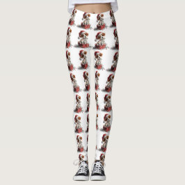 Söt julvalp på presentlåda leggings