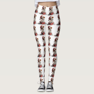 Söt julvalp på presentlåda leggings
