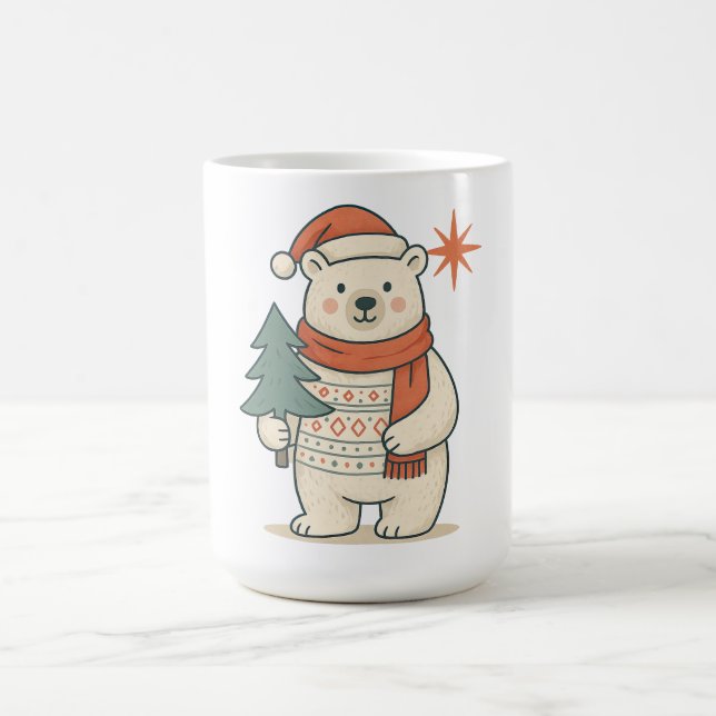Söt julvit björn skandinavisk vinter  kaffemugg (Center)