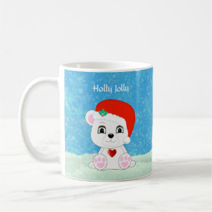 Söt julvit björn & snöman kaffemugg