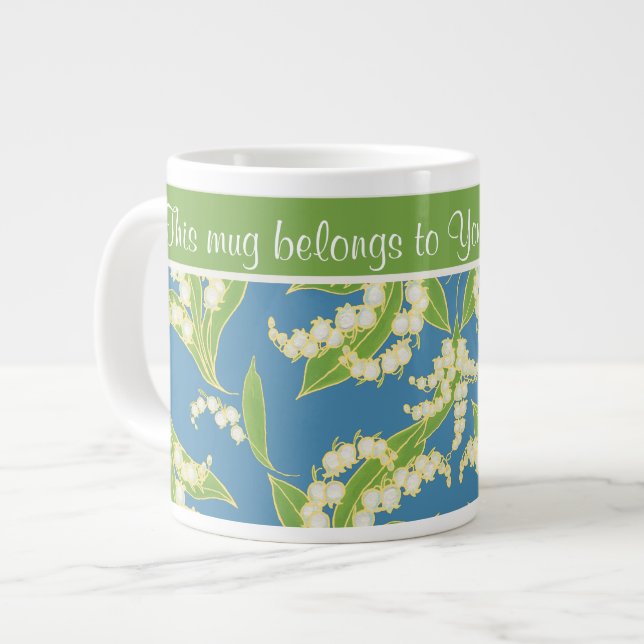 Söt Jumbo Coffee Mugg Lilies of the Valley, Blue (Framsida vänster)
