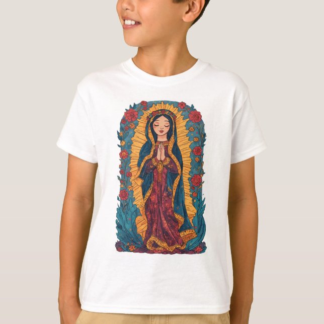 Söt jungfru av Guadalupe barn t-shirt (Framsida)