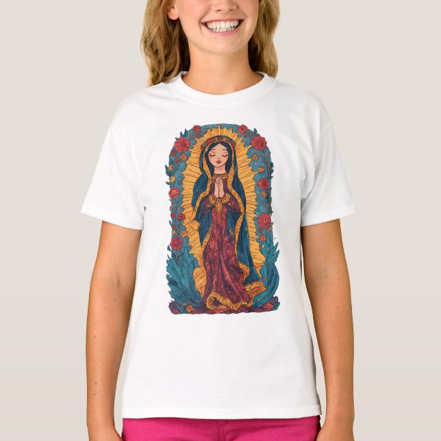 Söt jungfru av Guadalupe flicktröja T Shirt (Framsida)