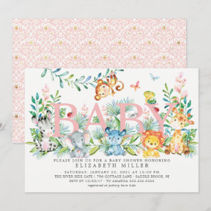Söt jungle Animals Baby Shower-inbjudan Inbjudningar
