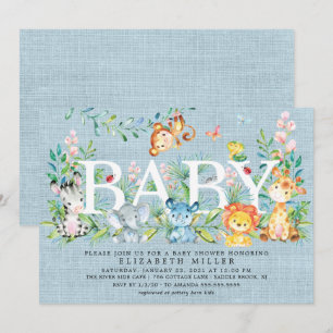 Söt jungle Animals Boys Baby Shower-inbjudan Inbjudningar