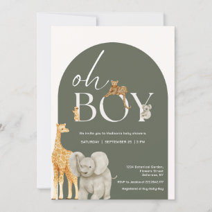 Söt Jungle Djur Baby Shower Inbjudan