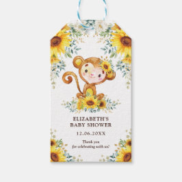 Söt Jungle Monkey SunBlommor Baby Shower Favor Presentetikett