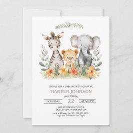 Söt Jungle Safari Animal Baby Shower-inbjudan Inbjudningar