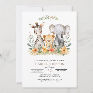Söt Jungle Safari Animal Baby Shower-inbjudan Inbjudningar