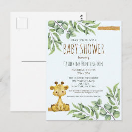 Söt Jungle Safari Giraff Bebis Shower Inbjudan
