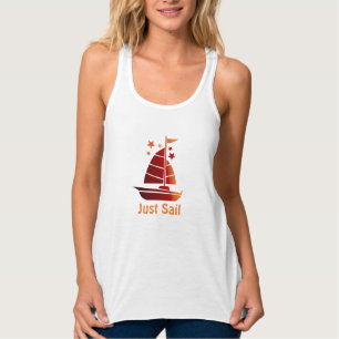 Söt "Just Sail" Tanken "Women's Racerback" Linne Med Racerback