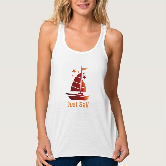 Söt "Just Sail" Tanken "Women's Racerback" Linne Med Racerback (Framsida)