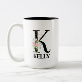 Söt K Monogrammed ursprungligt alfabet Två-Tonad Mugg