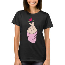 Söt K-Pop-fingerhjärta minimalistisk grafisk t-shi
