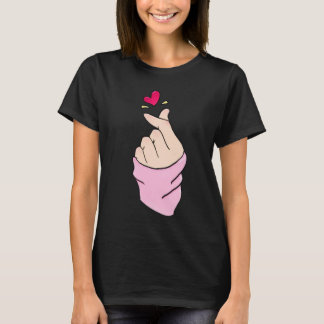 Söt K-Pop-fingerhjärta minimalistisk grafisk t-shi T Shirt