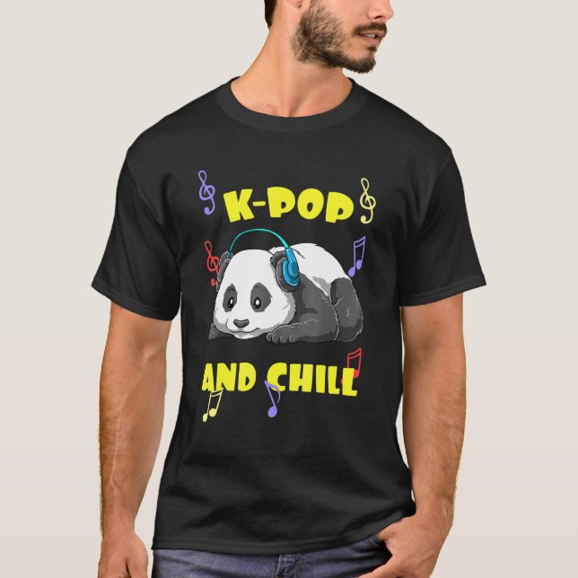 Söt K-Pop-musik Panda T Shirt (Framsida)