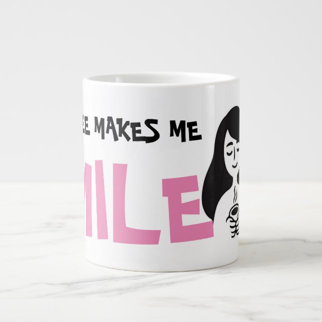 Söt kaffe får mig att le Meme Jumbo Mugg (Framsidan)